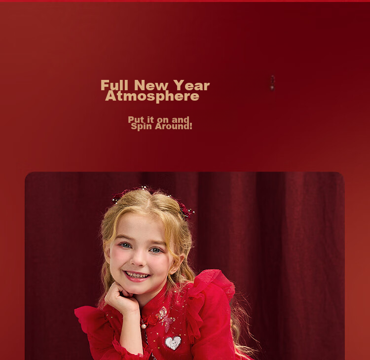 DISNEY Girls' Traditional Style Long Sleeve Dress New Year Princess Dress 25 Spring Autumn DB411RE02 Red Size 100 6
