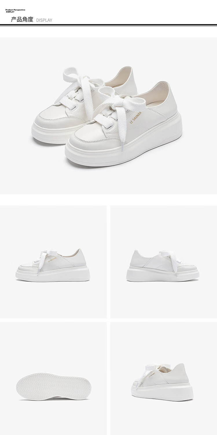 Lyle & Scott Lee Shi Hua Spring New Thick Sole Casual Platform Sneakers White Shoes Women 7M50101 Cream White OWK40 19