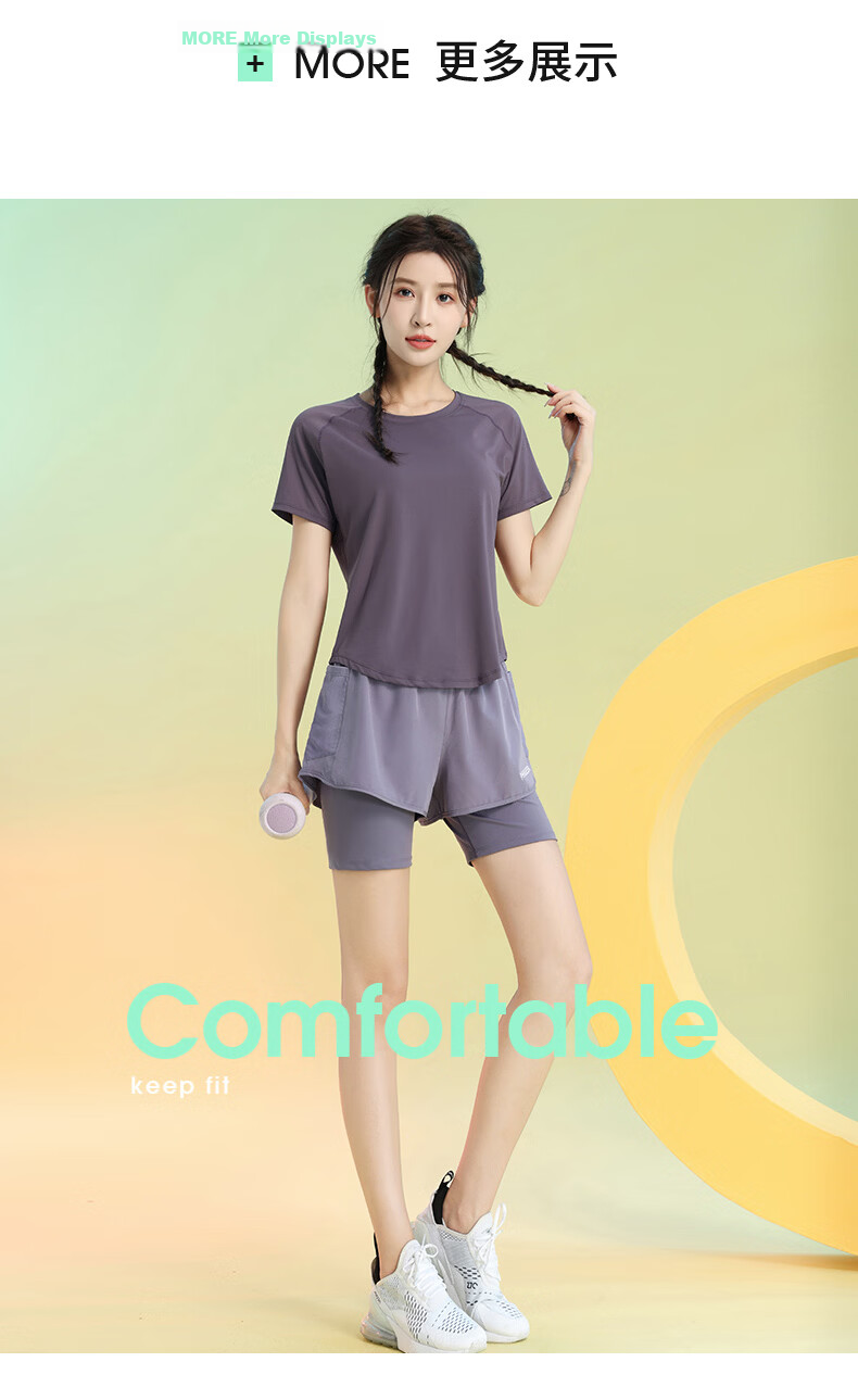 Baisirong Professional Women's Tennis Badminton Summer Short Sleeve Ultra-Light Quick-Dry Outdoor Cycling Fitness Running Sports Set 13