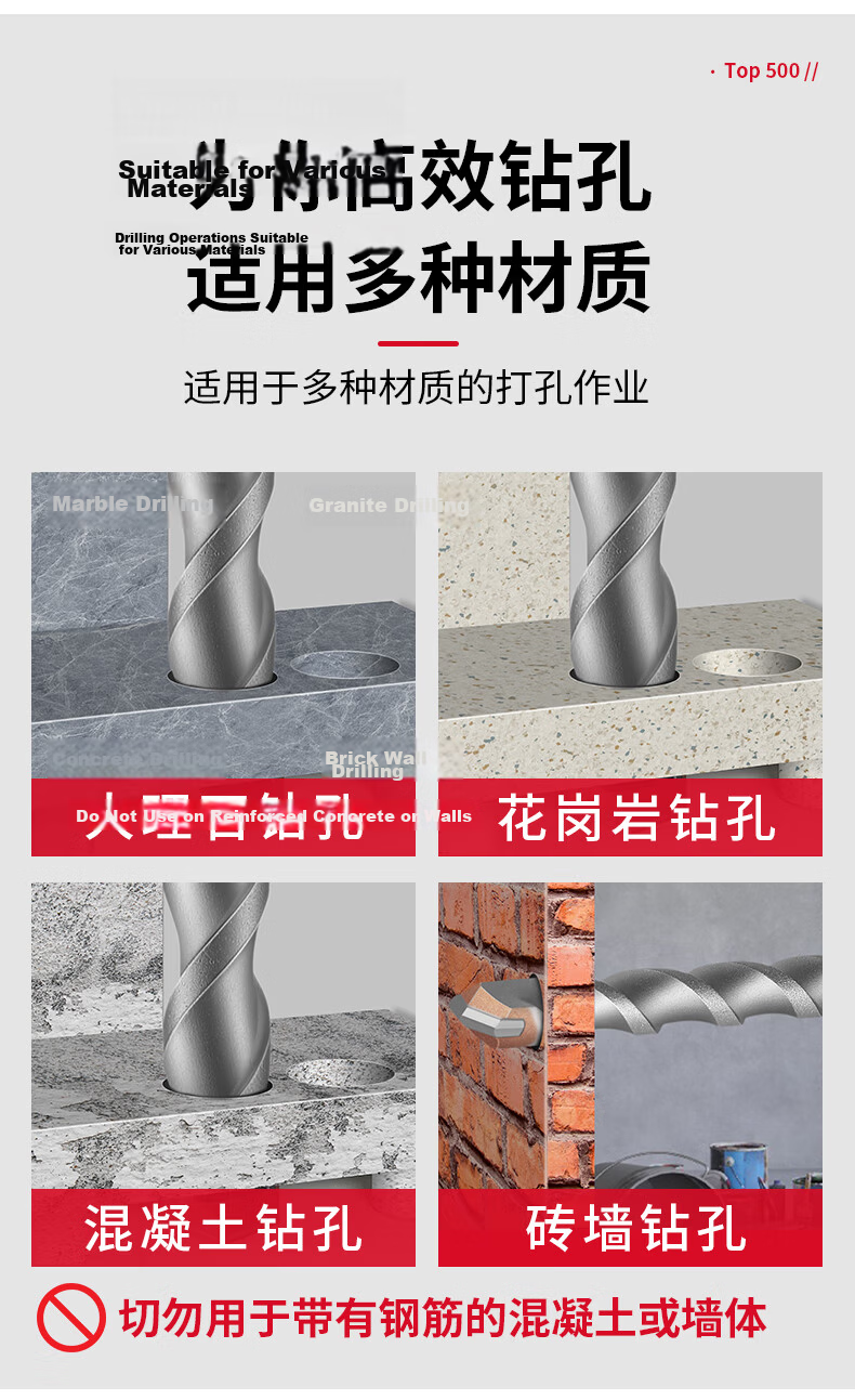DELIXI ELECTRIC DLX-C8 Flat Impact Electric Hammer Drill Bit Tungsten Steel Alloy Concrete Wall Penetration 20×250 6