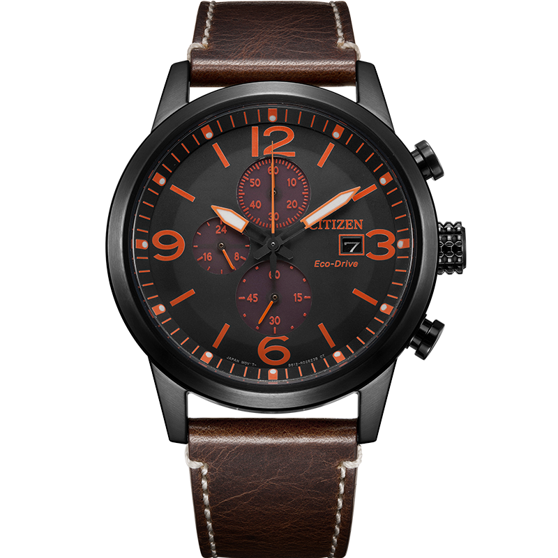 CITIZEN Men's Japanese Korean Solar-Powered Watch with Date Display, Leather Strap, Student Gift for Father's Day CA0617-11E
