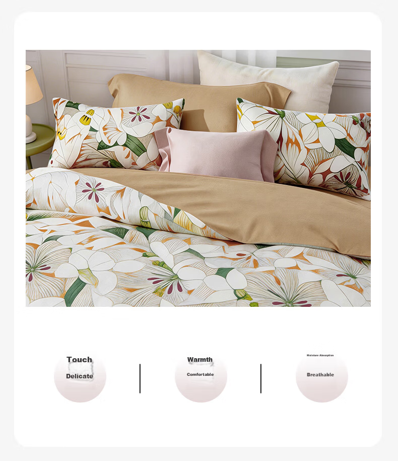KINTHERI Jacquard Four-Piece Bedding Set for Comfortable Sleep, Enjoy Life, Duvet Cover: 200×230cm 3