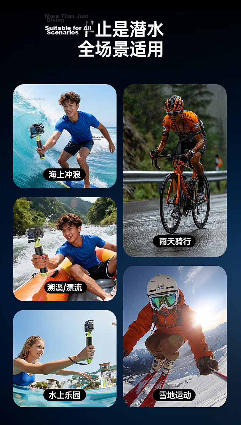 Llano DJI Action5 Pro Diving Accessories 60m Waterproof Case Set for Action4/3 Protective Case Sports Camera Snorkeling Surfing Beach Cycling Skiing Protective Cover 8