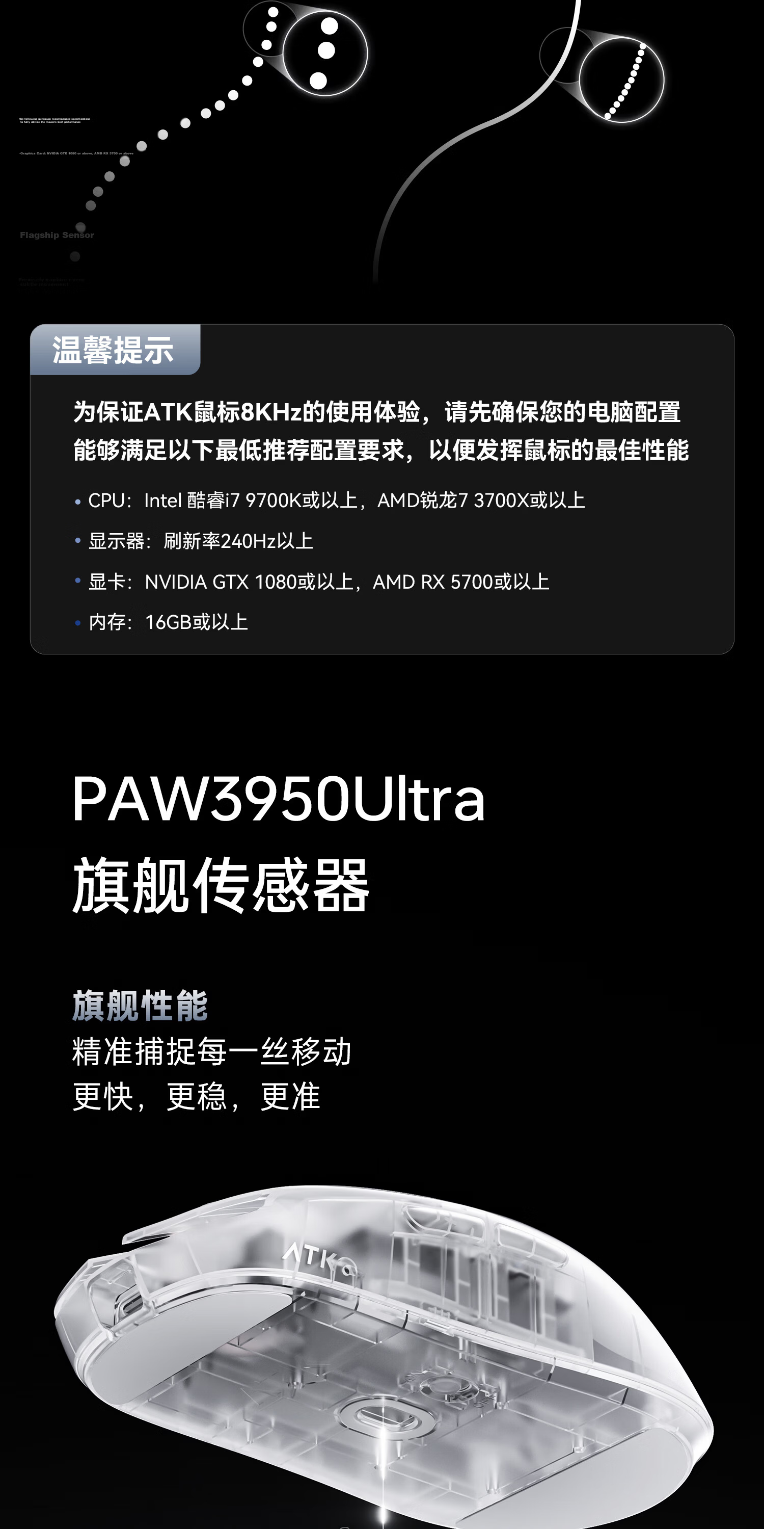 ATK LieKong ZERO Wireless Mouse Wired/Wireless Dual-Mode Lightweight Ergonomic Gaming Office Mouse ZERO Exploration Edition Orange Transparent 8