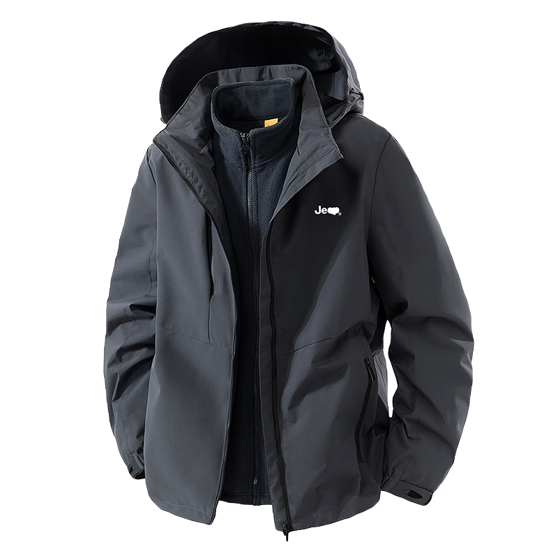 JEEP Men's Autumn Winter Casual Workwear 3-in-1 Functional Jacket Black L