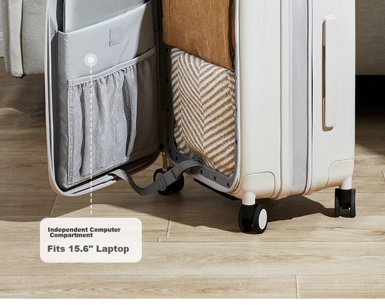 Hanke Expandable Luggage Women Trolley Large Capacity Men Carry-On Suitcase 20 Inch Ivory White Side Opening 22
