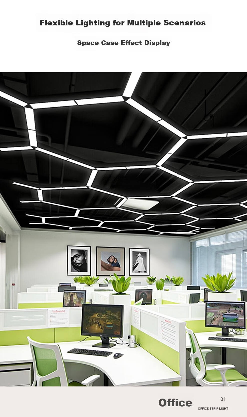 NVC LED Linear Pendant Light Office Rectangular Commercial Lighting LED Strip Light Modern Minimalist High CRI Linear Light 50W White Light White Body 10