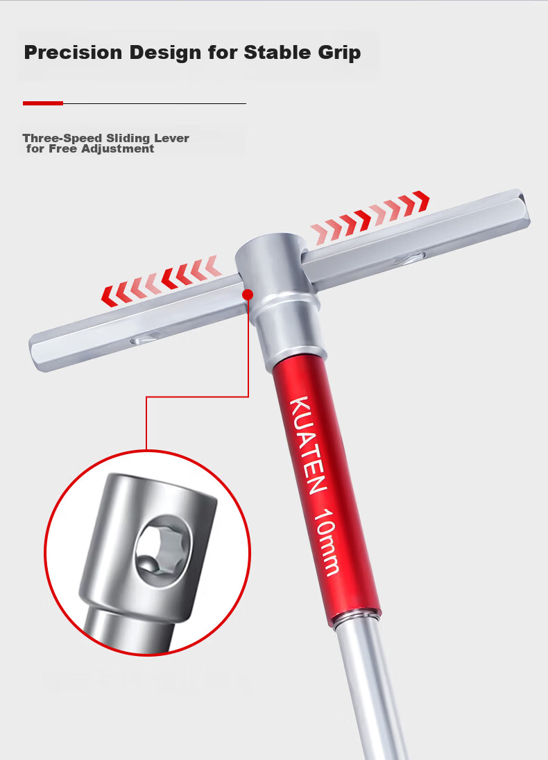 Kuanteng Industrial Grade T-Handle Hex Key Sliding Bar Wrench Set Extended Universal T-Shape Extra Long High Hardness Sliding Rod 2