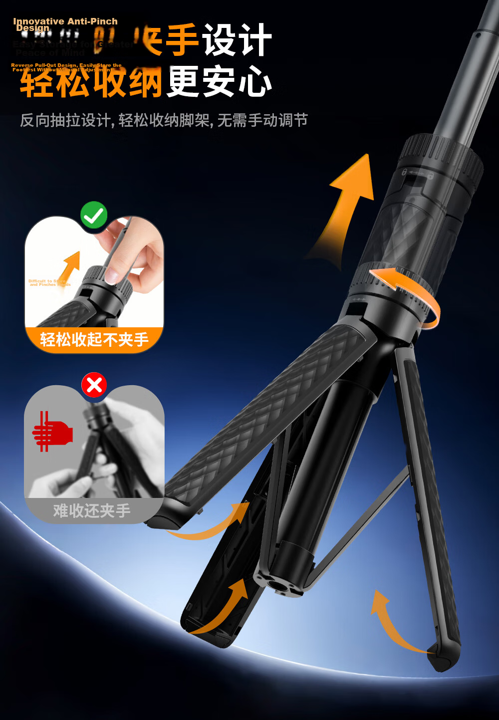 Zhuoer Compatible DJI Pocket 4/3 Feiyu Luna Tripod Mobile Phone Selfie Stick Desktop Insta360 Camera Extension Telescopic Mini Handheld Portable Floor Stand 8