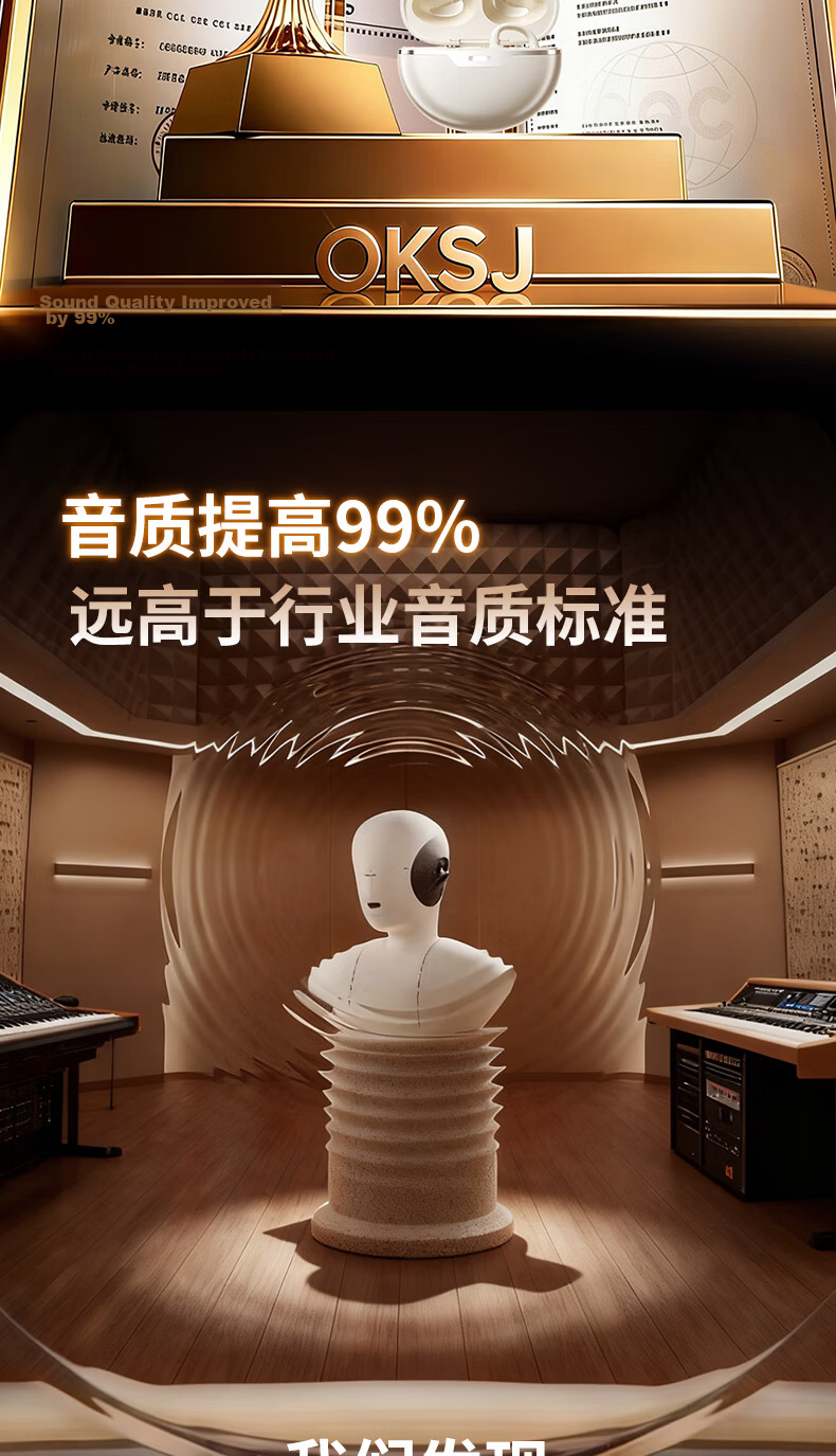 OKSJ 2025 New Bluetooth Clip-On True Wireless Open Bone Conduction Concept Earphones Non-In-Ear Sports Call HiFi Sound Pearl White 2