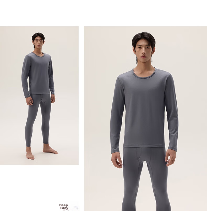 ANTA Warm Core Men's Anti-Static Fleece Lined Thermal Underwear Set Crew Neck Top and Bottom Base Layer 10
