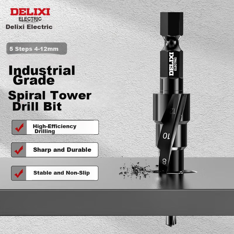DELIXI ELECTRIC Step Drill Bit Stainless Steel Metal Hole Cutter Punch Drill Reamer Tapered Step Drill Bit 4-12mm