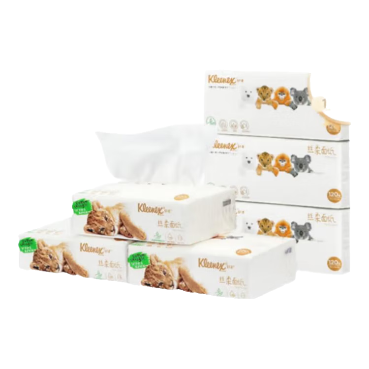Kleenex Soft Cream Facial Tissue 3-Ply 120 Sheets x 4 Packs Single Pack