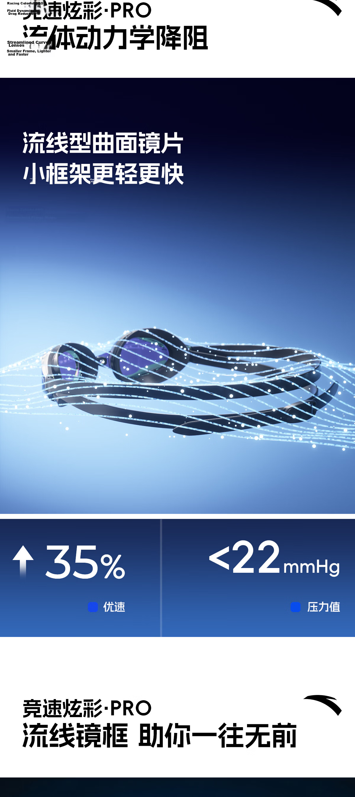 ANTA 2026 New Men's Swimming Goggles Coated Waterproof Anti-Fog HD Swimming Pool Use Red Plano 5