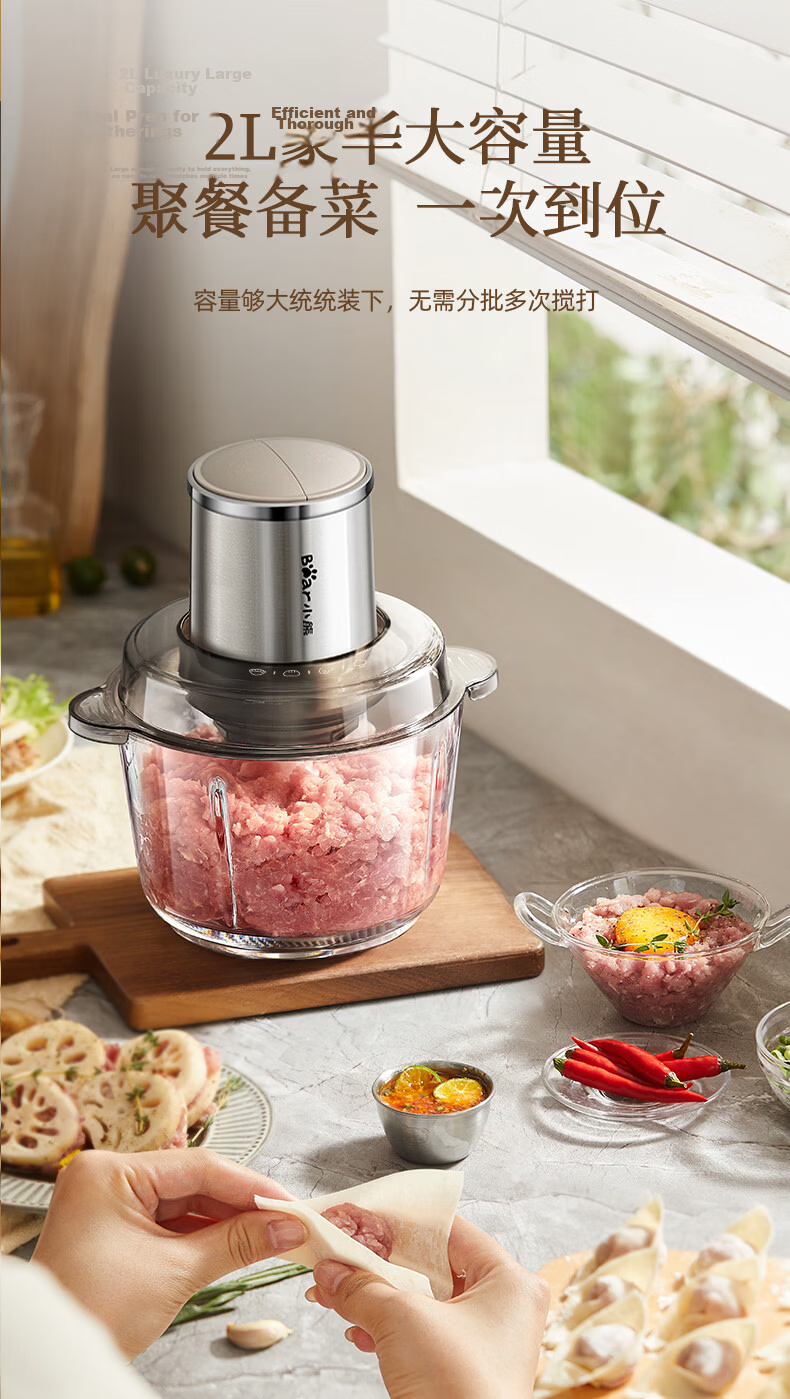 Bear Electric Meat Grinder Home Small Meat Mincer Garlic Crusher Food Processor 2026 New QSJ-L03H1 13