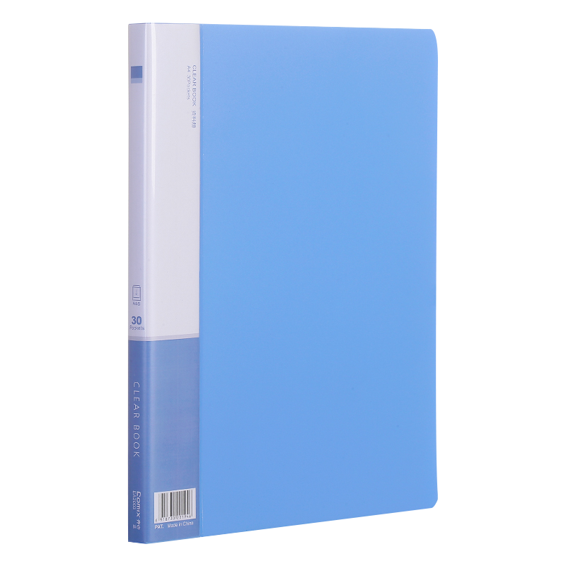 COMIX A4/30-Page Document Folder with Pockets, Loose-Leaf Binder, Multi-Page File Organizer for Students' Exam Papers And Subject Storage, Office Document Protection, Blue EA2006