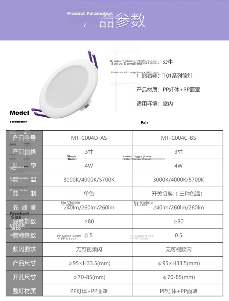 BULL LED Recessed Downlight Ceiling Light Corridor Entryway 4W 3-Inch Warm White 4000K Cutout 70-85mm 12
