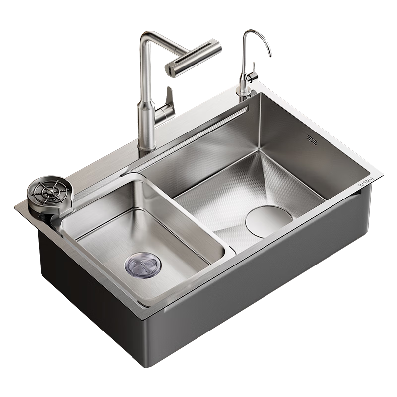 Dongpeng Kitchen Sink Small Grain Large Single Bowl Multifunctional Dishwashing and Vegetable Washing Integrated Basin 304 Stainless Steel 7045