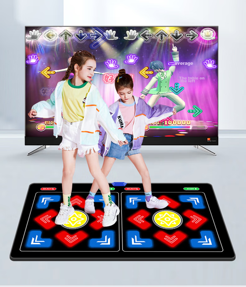 [Children's Birthday Gift] HongTai Double Wireless Dance Mat for Home Use with TV Motion Sensor Camera, Running Mat 16