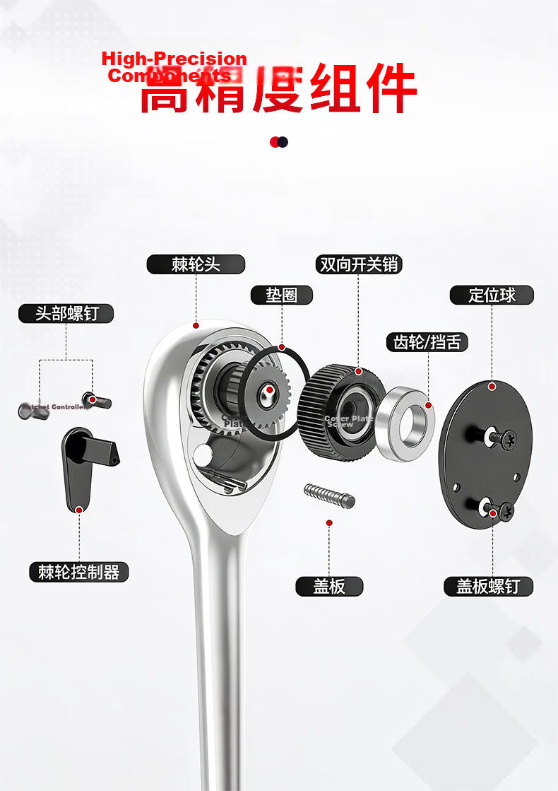 Kuanteng 72-Tooth Quick Socket Ratchet Wrench Set, Large Medium Small Double-Ended Mini Short Handle Auto Repair Wrench 3-Piece Set 7