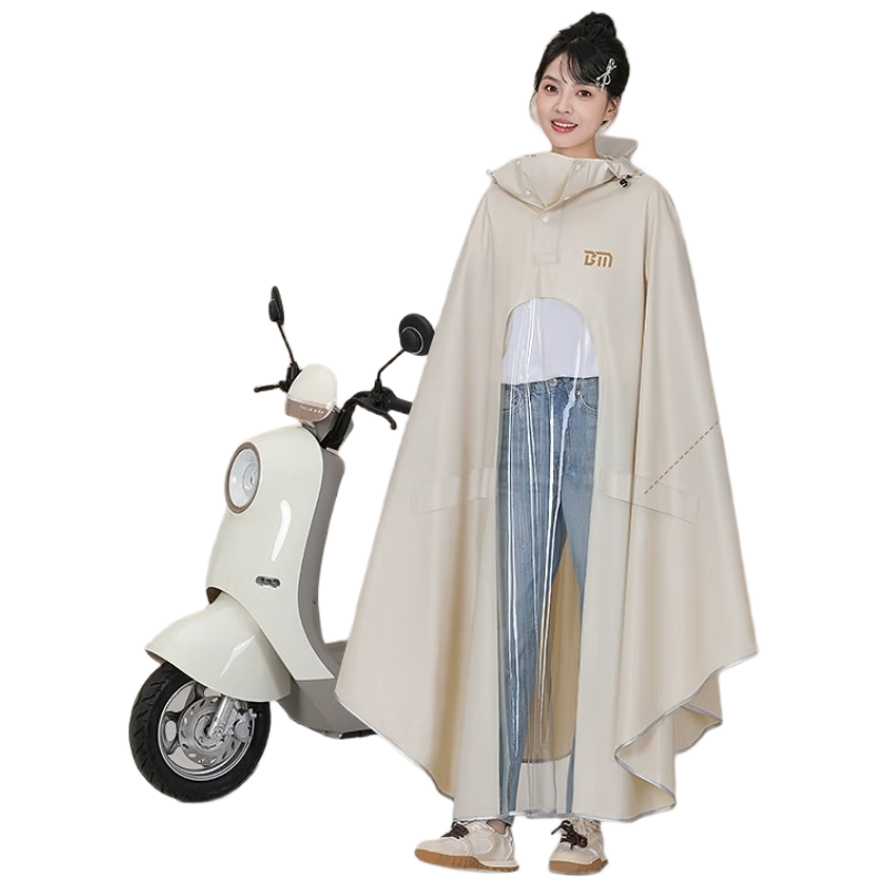 Beimei Women's Electric Scooter Raincoat Long Full-Body Thickened Waterproof Riding Poncho for Adults