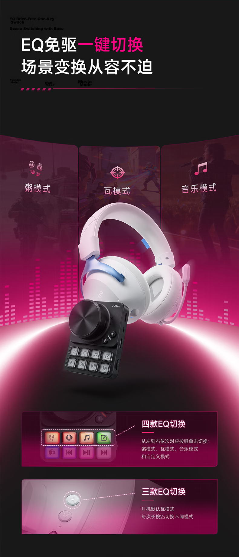 VGN Sea Demon V2 JD Exclusive Over-Ear Gaming Headset Bluetooth 2.4G Esports FPS Sound Positioning Sea Demon V2 Pro Max Black Red 13
