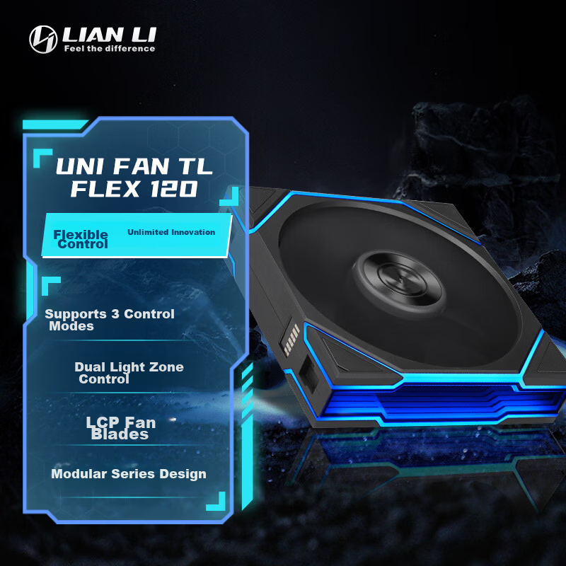 LIANLI TL FLEX 120 Fourth Generation Modular Fan Unbounded Edition Single Unit Black Standard Blade