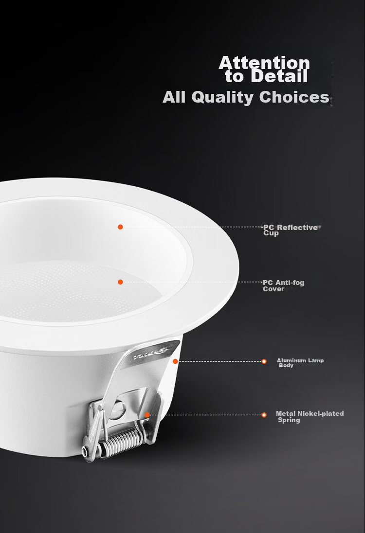 BULL LED Anti-Fog Downlight MT-B007K-AS Matte White 7W Warm Light 3000K Upgraded Ra97 Color Rendering Index 12