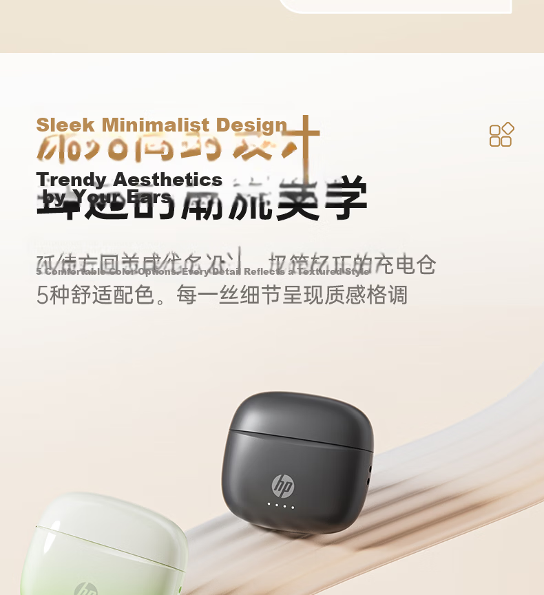 HP 2026 Latest True Wireless Bluetooth Earbuds Long Battery Life Semi-In-Ear Noise Cancelling Wireless Sports Running Music Gaming Compatible with Apple Huawei Xiaomi 21