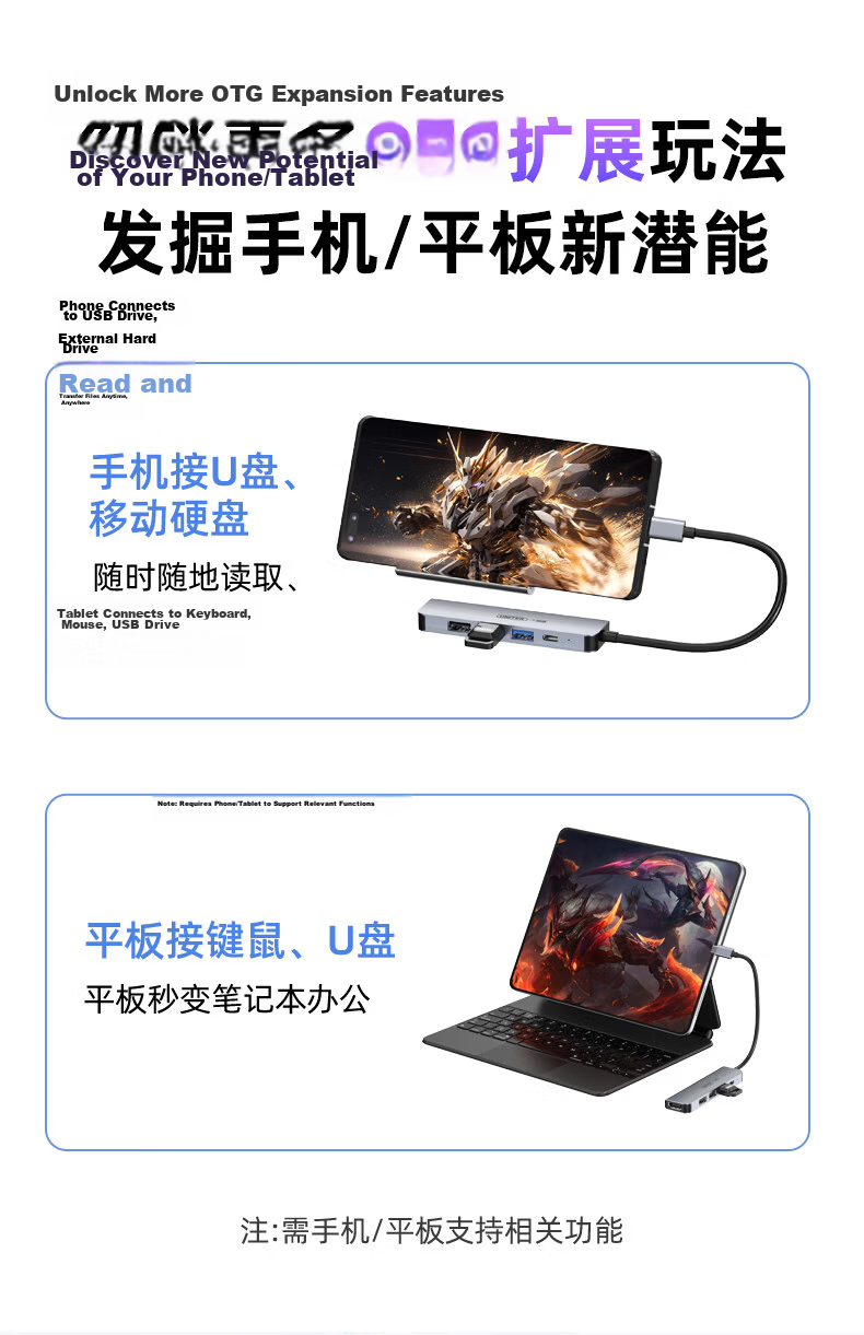 Superior Type-C Docking Station 4K/60Hz HDMI Hub Compatible with Huawei, Apple MacBook, Neo Multi-in-One USB Adapter 10