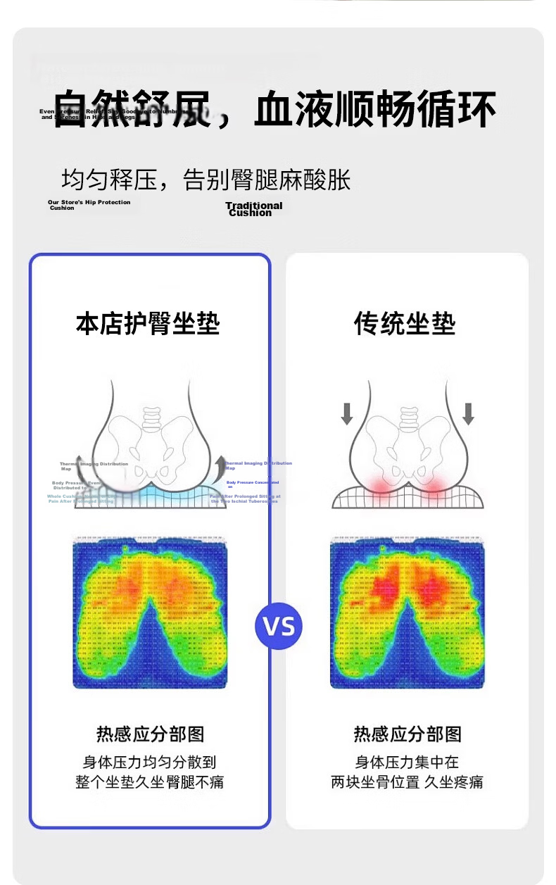 MINISO Seat Cushion Coccyx Pain Relief Long Sitting Pressure Reduction Memory Foam Office Chair Car Cushion 3