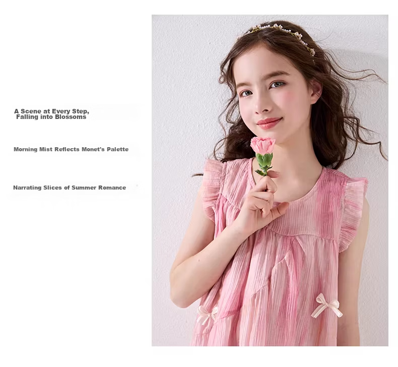 Disney Girls Summer Dress New Children's Tencel Chiffon Princess Dress EQ018 Yingluo Pink Size 130 10