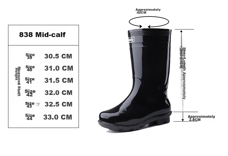 Huili Men's Stylish Rain Boots, Waterproof Outdoor Non-Slip Wear-Resistant HL838 Tall Black Boots Size 42 4