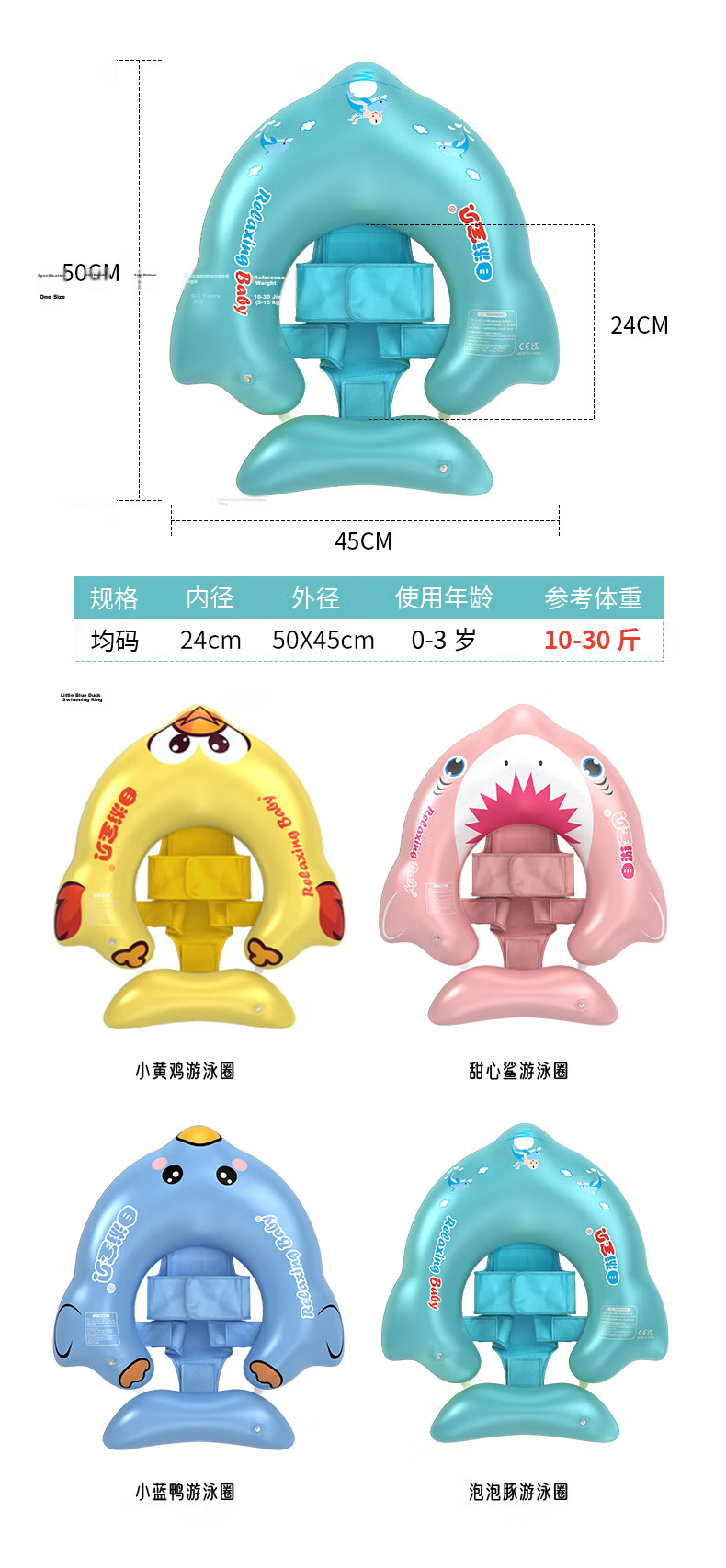 SwimmingBaby Baby Swimming Ring Children's Infant Swim Ring Newborn Safety Anti-Tip Float Green 5