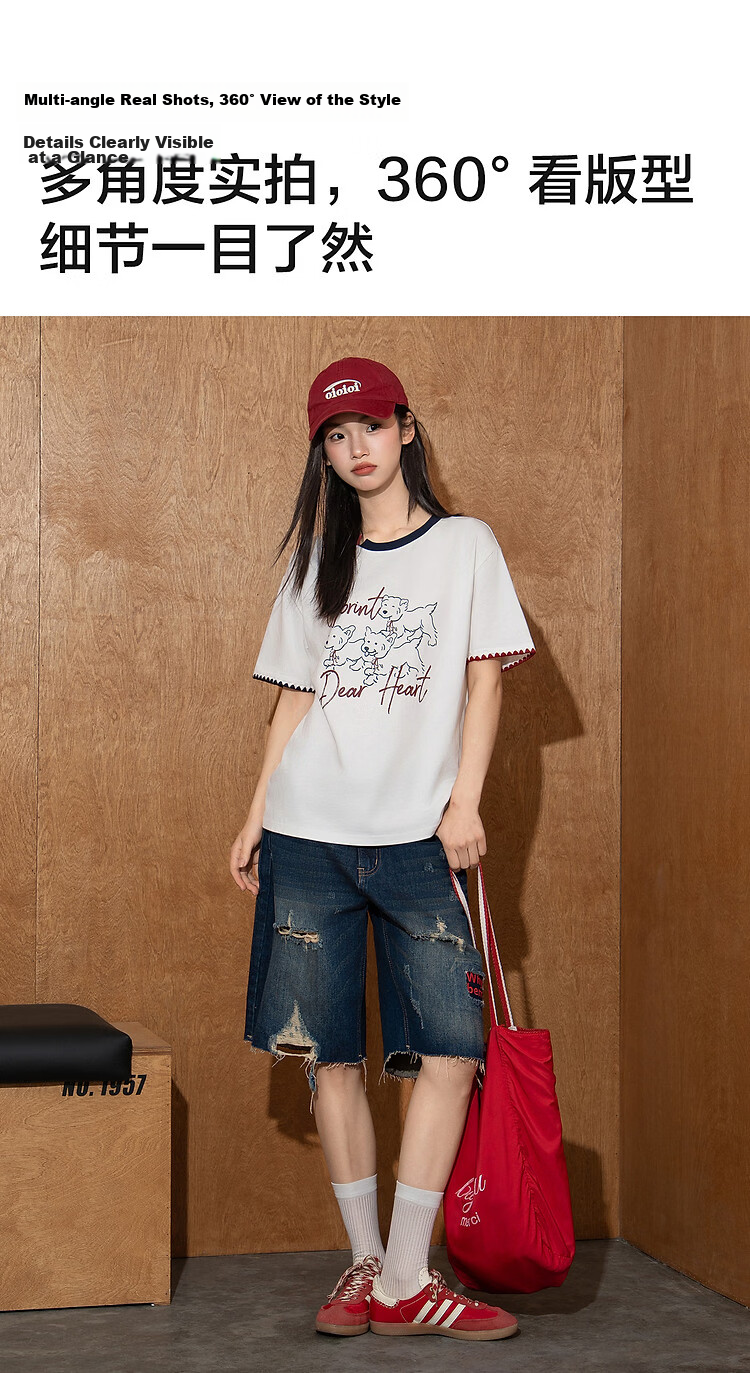 TonLion 2026 Summer Women's Short Sleeve T-Shirt Pure Cotton Youthful Fashionable White Versatile Early Spring Top 11