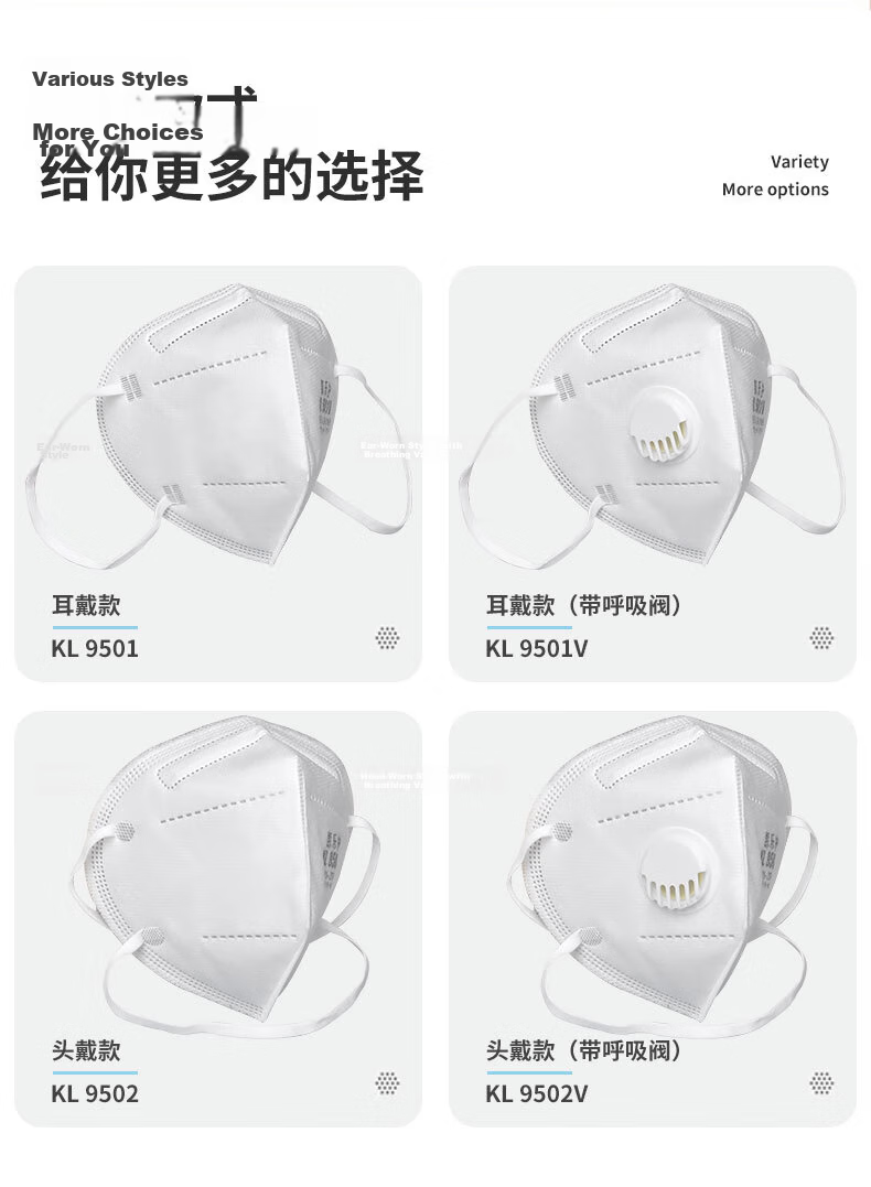 Kailehu KL9502 Foldable KN95 Dust Mask Industrial Dust Grinding Anti-Haze PM2.5 Breathable Particle Protection 50pcs 8
