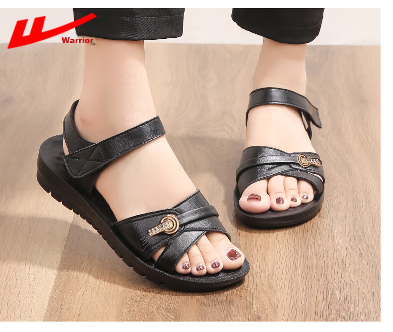 Warrior Mom Sandals Non-Slip Soft Sole 2026 New Summer Elderly Flat Middle-Aged Women Shoes 1151 Taro Color Size 37 11