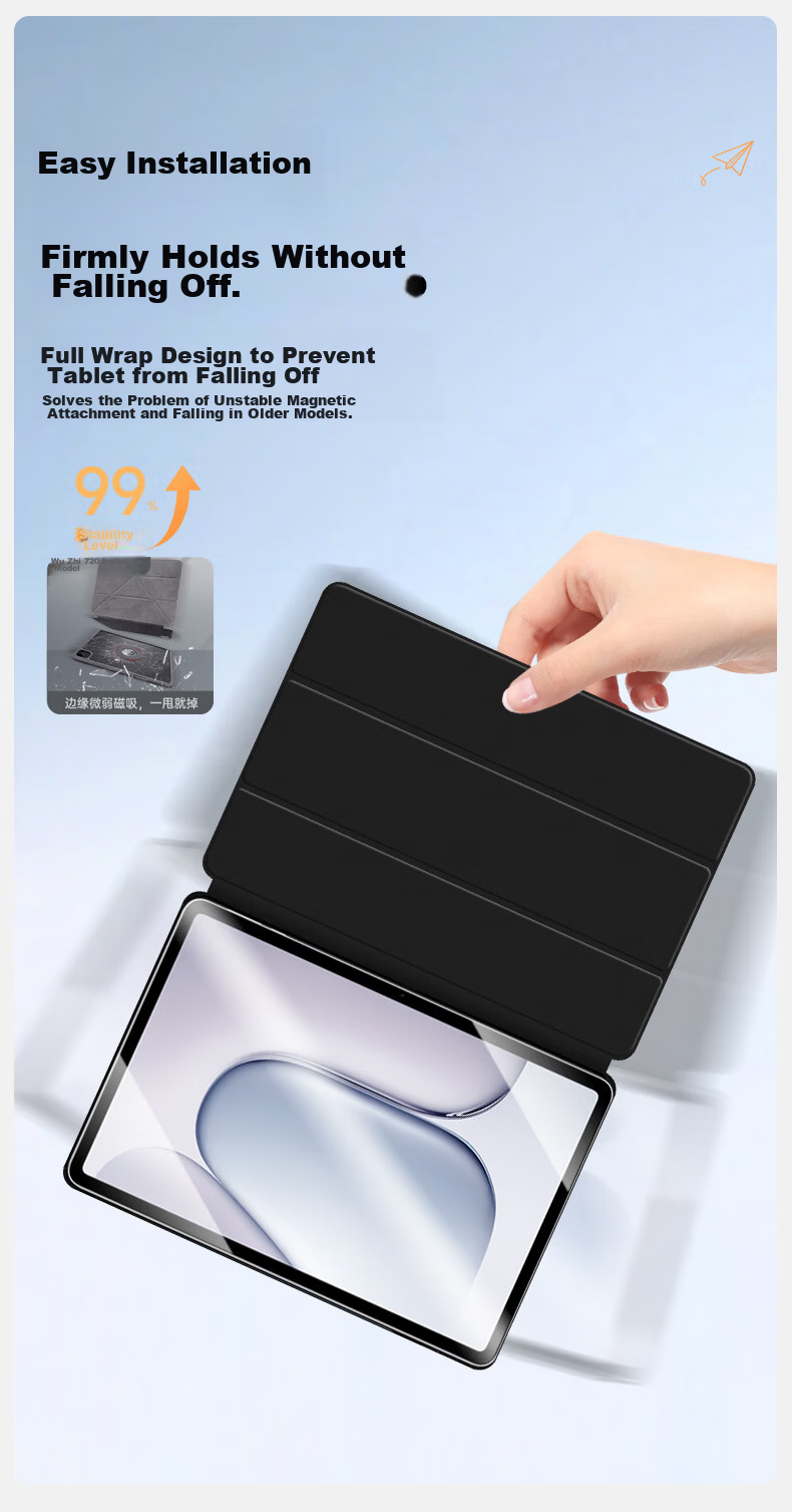 Coolerfun Protective Case for Honor Tablet 10/20 12.1-inch 2026 Model, Ultra-Thin Full-Cover Shockproof Tri-Fold Smart Leather Cover for Xiaomi Tablet 5