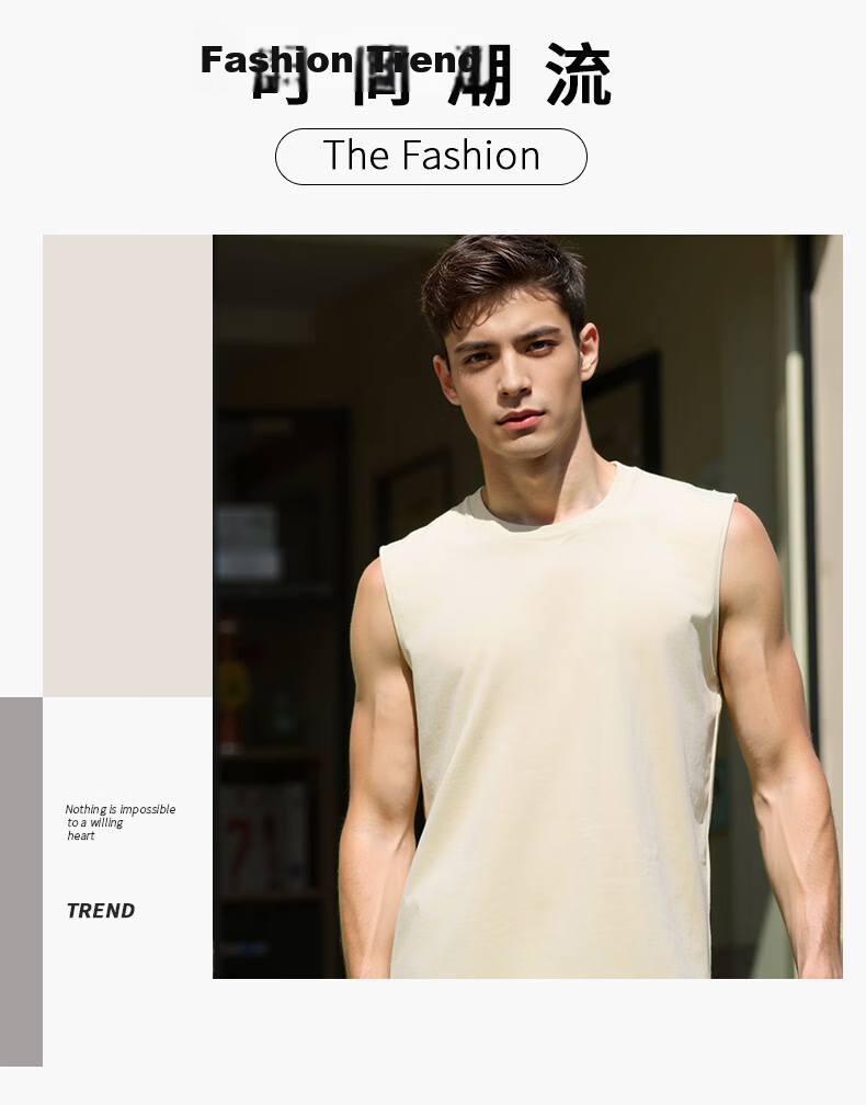 ROMON 100% Cotton Men's Vest Summer Thin Comfortable Breathable Casual Loose Sleeveless T-Shirt Tank Top 2