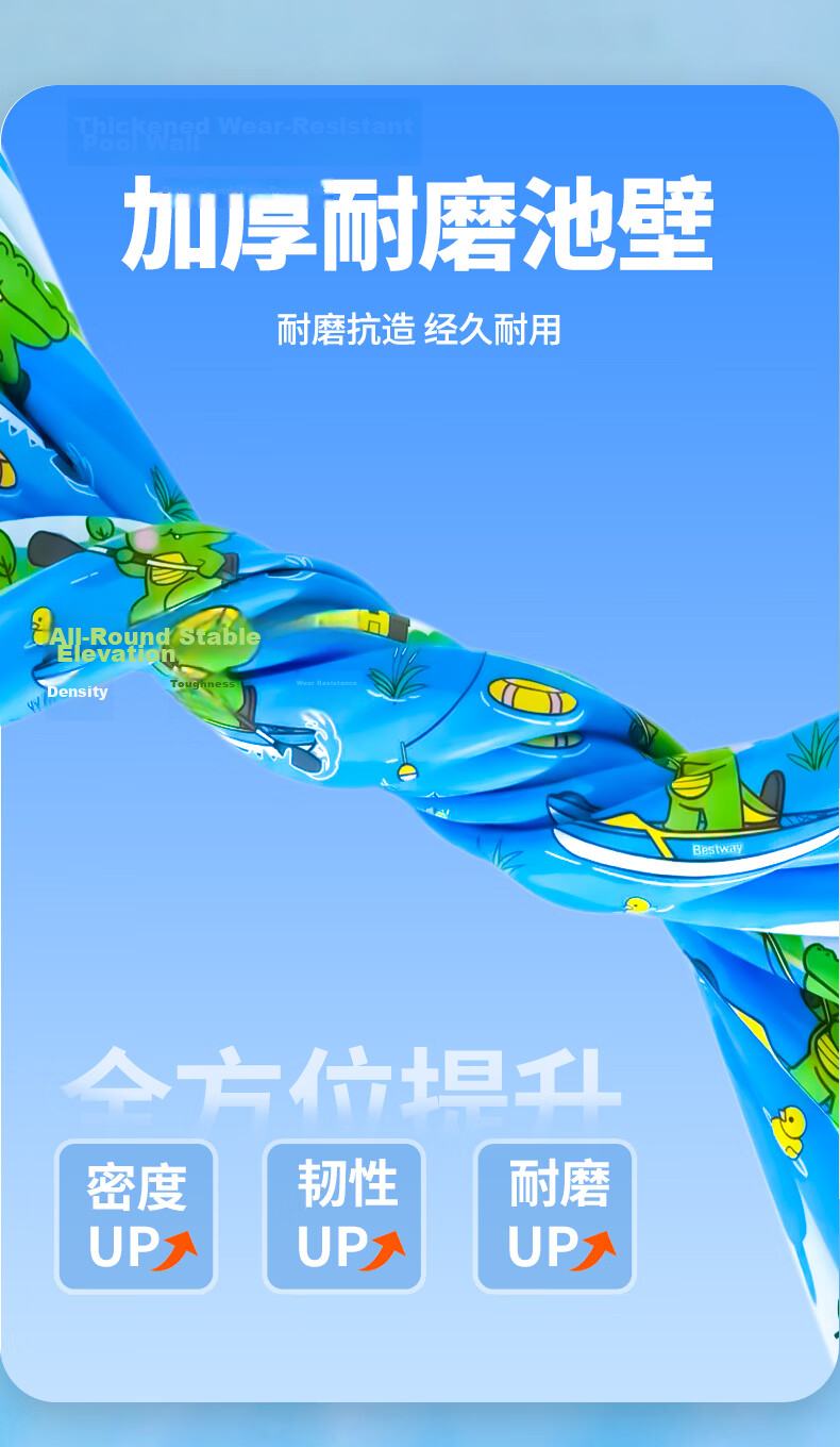 Bestway Kids Inflatable Swimming Pool Thickened Large Outdoor Home Pool Crocodile Captain 2.6m 5