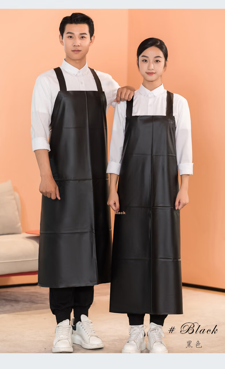 Huipute Soft Cowhide Waterproof Apron Acid and Alkali Resistant Oil-Proof Seafood Catering Work Waist Apron Custom Logo Printing 7