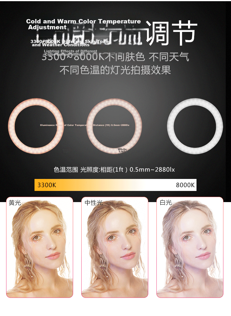 Godox Ring Light LED LR160 Influencer Video Live Fill Light Beauty Light Photography Light TikTok Shooting Photo Light Mobile Selfie Adapter (Black) 7