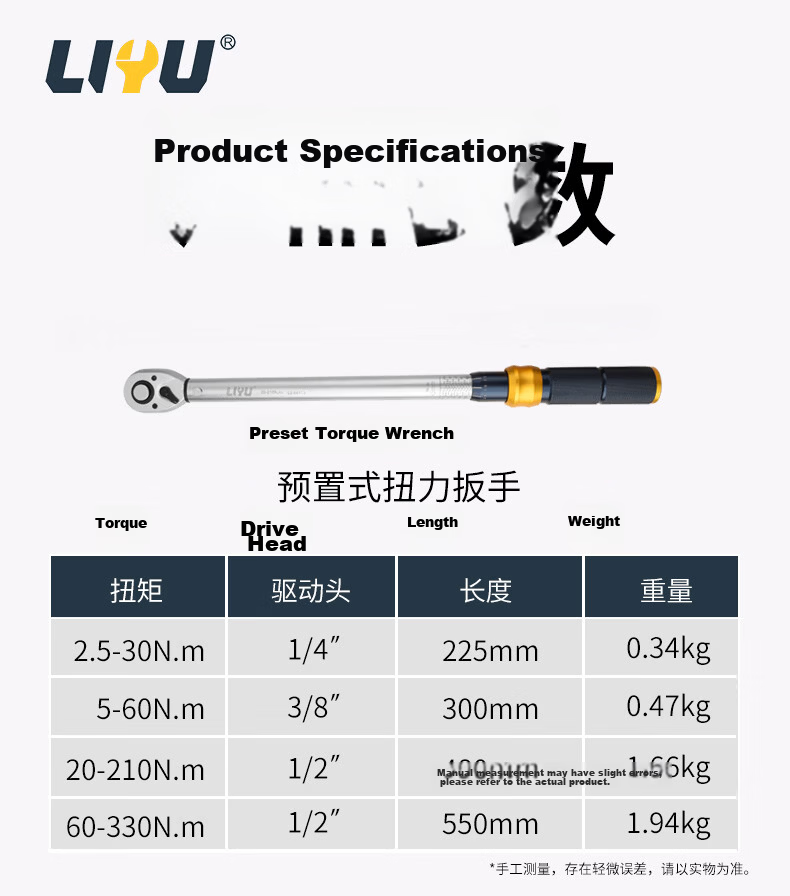 LIYU 1/4 Small Fly Pre-Set Torque Wrench Set, High-Precision Adjustable Torque Auto Repair Socket Wrench, 32-Piece Set 11