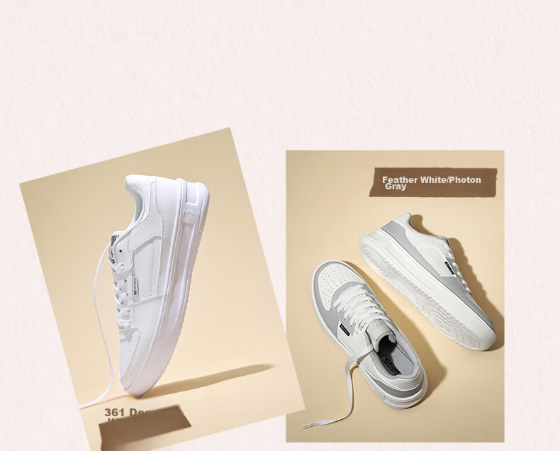 361° Men's Casual Shoes Qinghe 2 New Stylish Versatile Thick-Soled Comfortable White Sneakers 672636618-1 3
