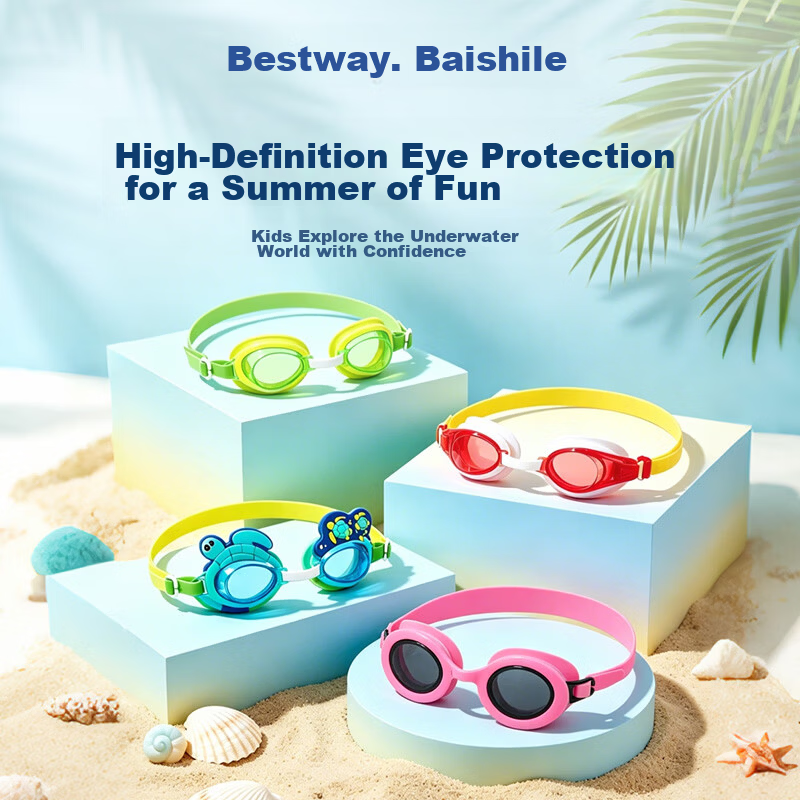 Bestway Kids Swim Goggles Anti-Fog Clear Water Swimming Glasses for Boys and Girls Age 7+ Red