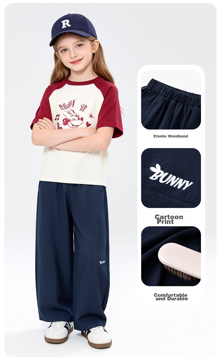 Disney Girls Ice Silk Mosquito Repellent Pants Summer Thin 2026 New Girls Curved Blade Stylish Straight Wide-Leg Pants Size 150 8