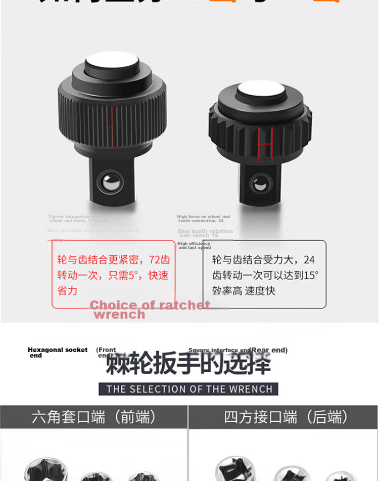 Bingyu BJ-621 Quick Dual-Direction Socket Ratchet Wrench 24-Tooth 12.5mm 1/2 Inch Large Ratchet Wrench 5