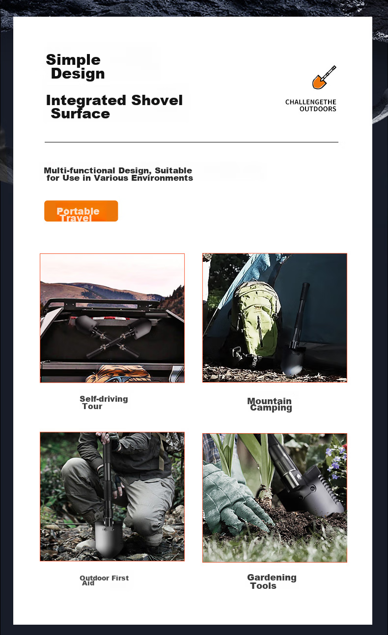 SupFire BG01 Multifunctional Military Shovel, Life-Saving Iron Spade, Foldable Car-Mounted Military Shovel, Outdoor Camping Emergency Spade, Hoe, And Pickaxe 2