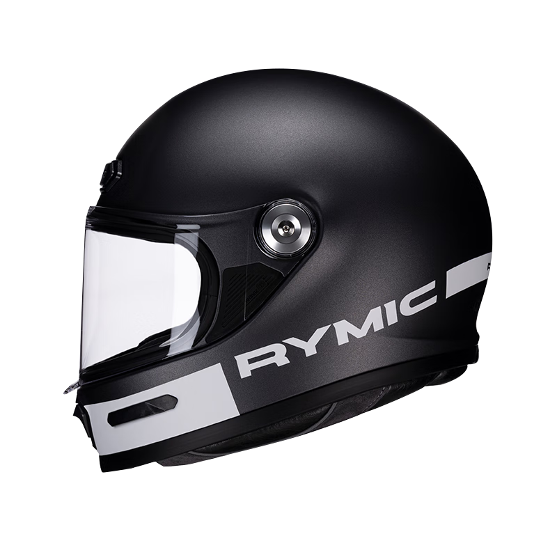 RYMIC Motorcycle Retro Full-Face Helmet, 3C Certified, for Men And Women, All-Season Riding Helmet, V80 Midnight Black, Size L