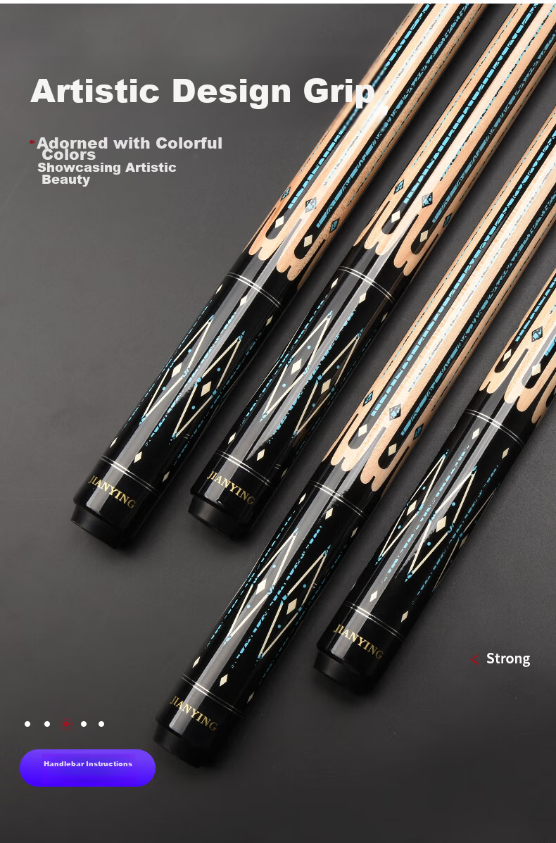 Jianying Billiard Cue Beyond Series, Big Head Chinese Black 8-Ball American Nine-Ball Cue Pool Cue, Xinghe 12.5mm 7